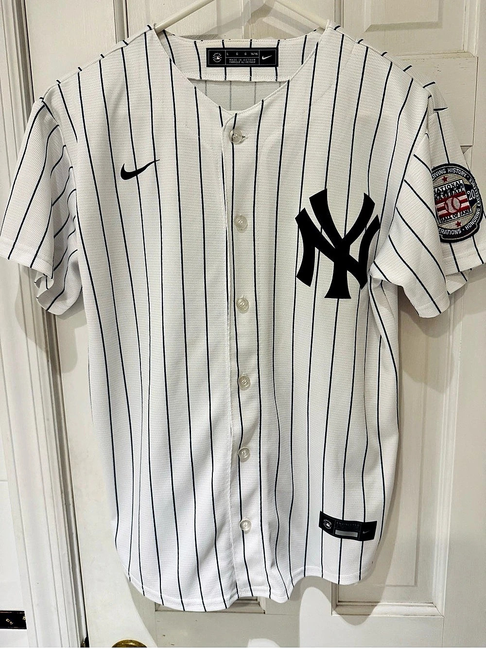 Nike Yankees Derek Jeter #2 Jersey Youth L 14/16 2020 Hall of Fame Patch MLB